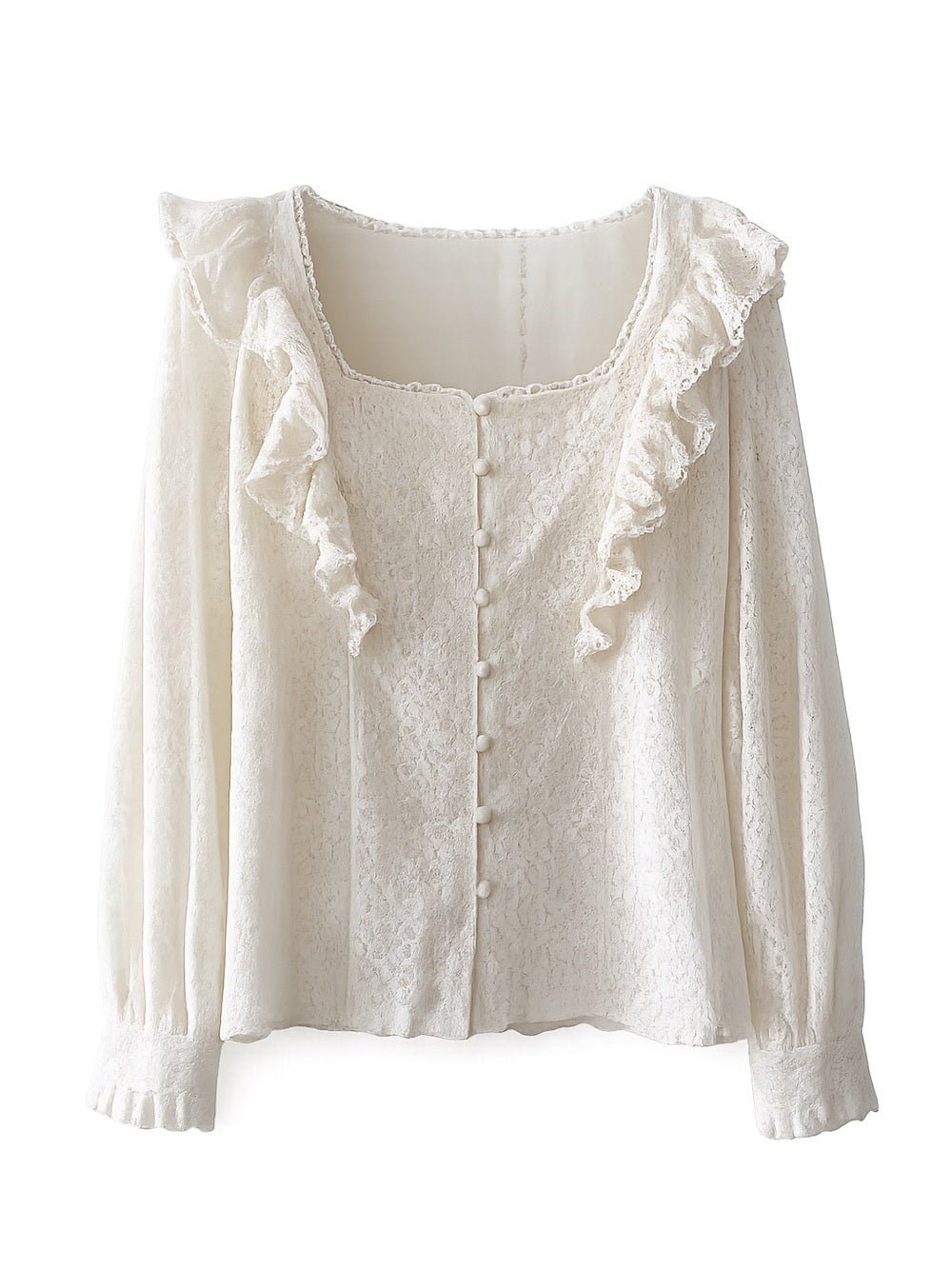 Peace N Love White Lined Lace Ruffle Blouse - Size S/M NWOT - Studio Edition
