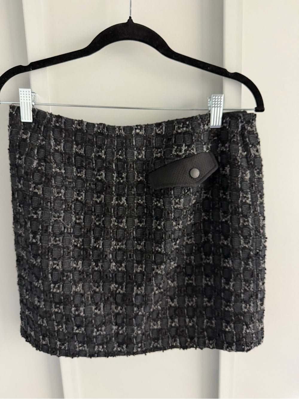 Rag & Bone Black Virgin Wool Tweed Asymmetric Zip Wrap Mini Skirt 2 - Studio Edition