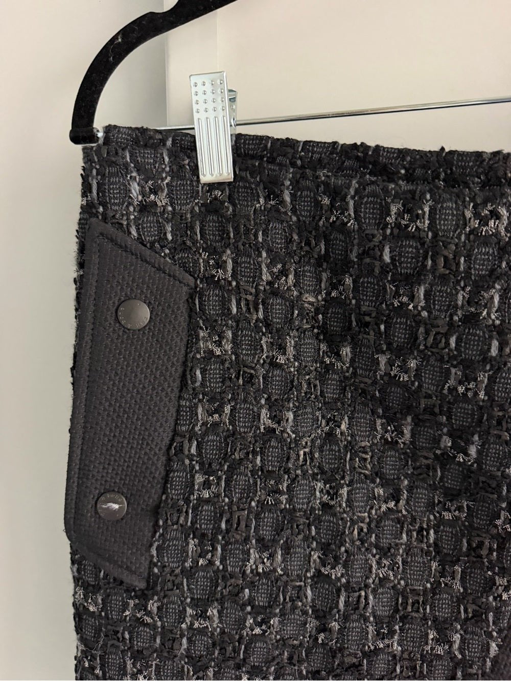 Rag & Bone Black Virgin Wool Tweed Asymmetric Zip Wrap Mini Skirt 2 - Studio Edition