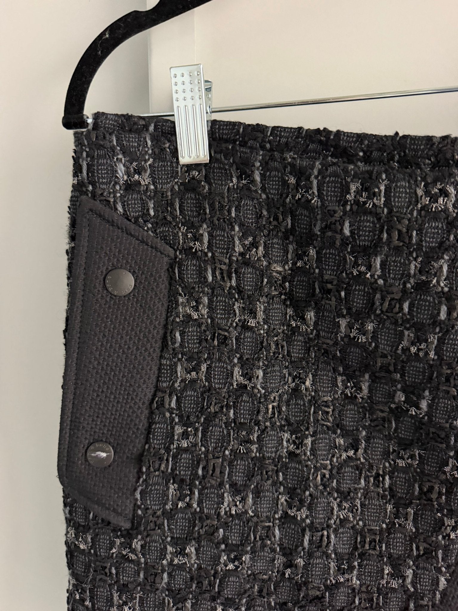 Rag & Bone Black Virgin Wool Tweed Asymmetric Zip Wrap Mini Skirt Size 2 - Studio Edition