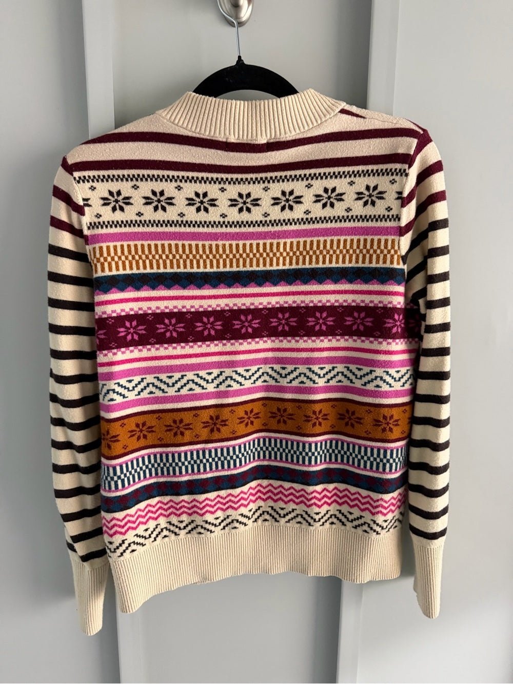 Reitmans Fair Isle Pattern Zip-Neck Sweater - Size Medium - Studio Edition