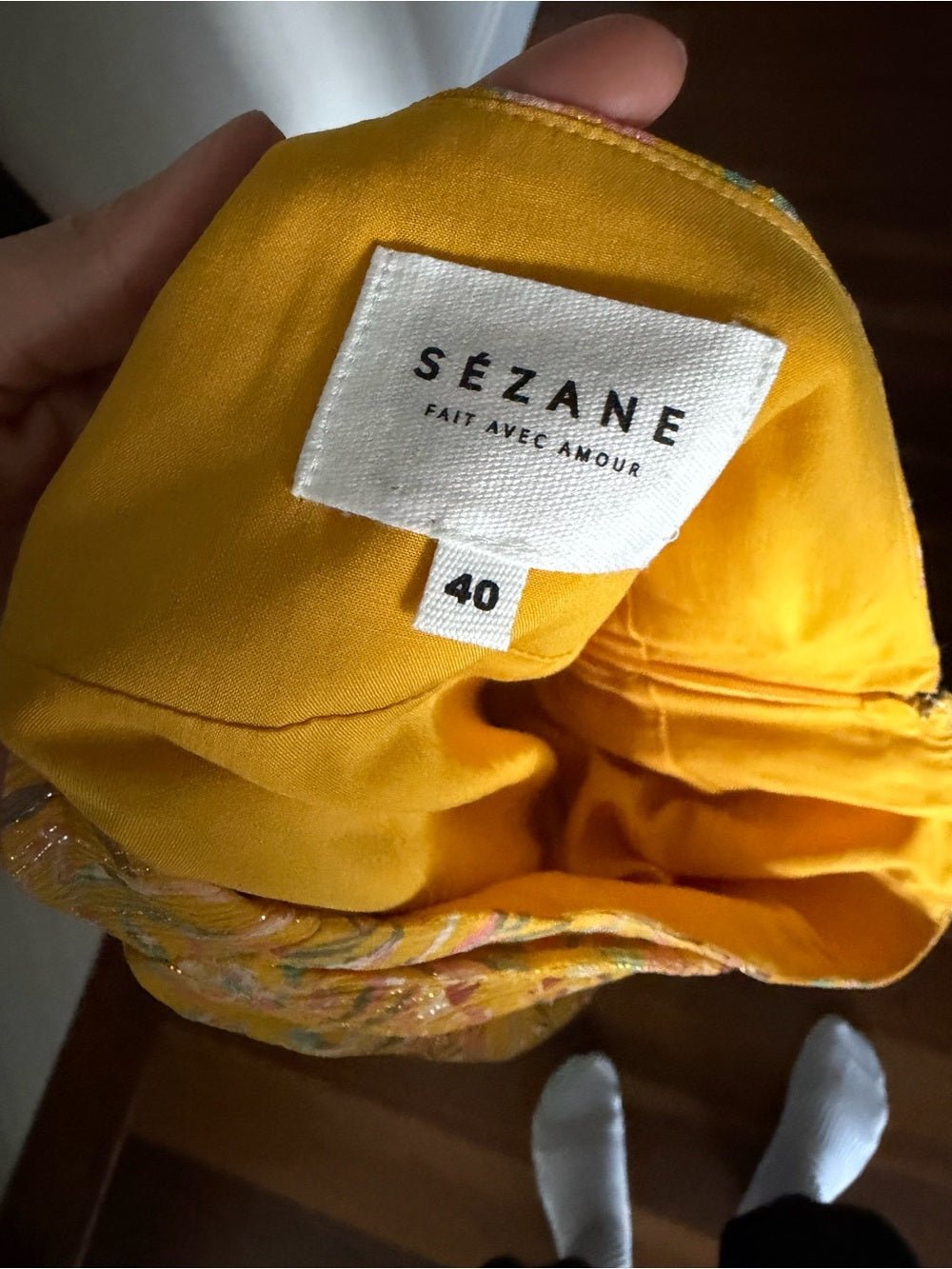 Sezane Silk Metallic Floral Mini Skirt Yellow Tie Front size FR 40/ US 6-8 - Studio Edition