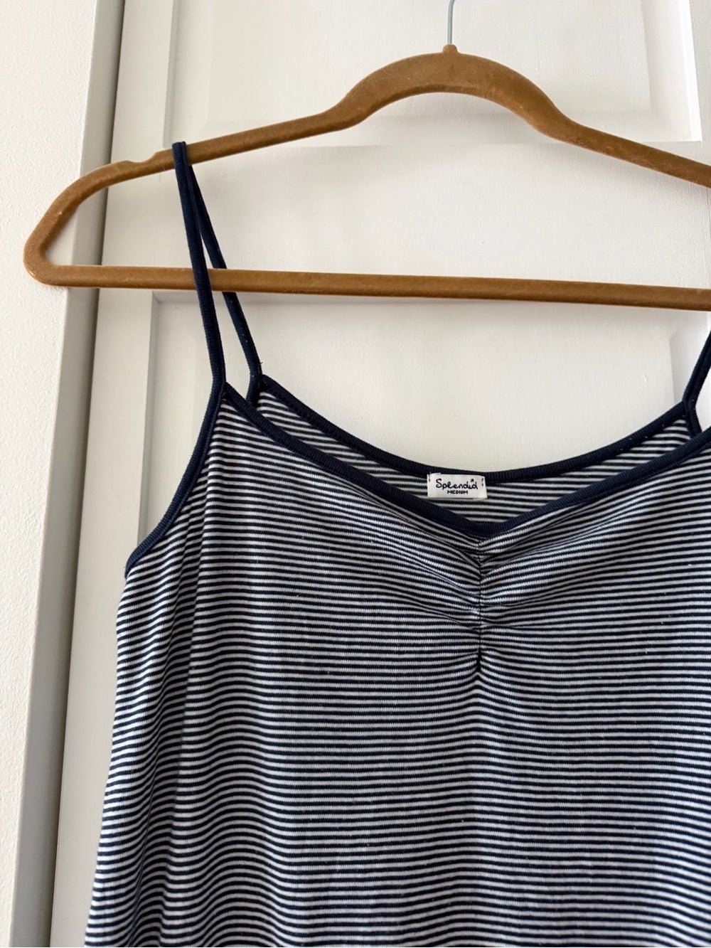 Splendid Navy White Striped Cotton Blend Summer Beach Drop Waist Mini Dress M - Studio Edition