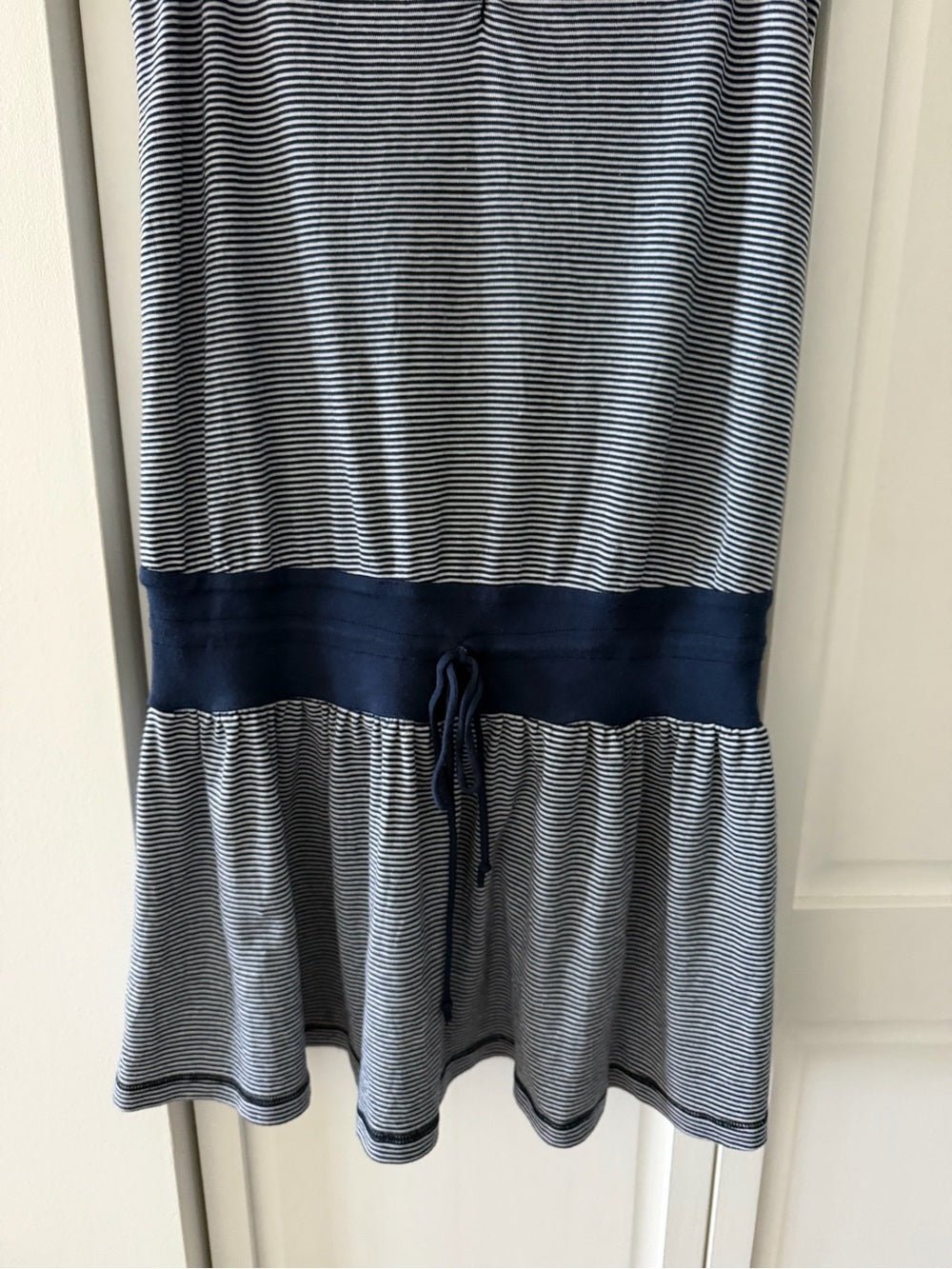 Splendid Navy White Striped Cotton Blend Summer Beach Drop Waist Mini Dress M - Studio Edition