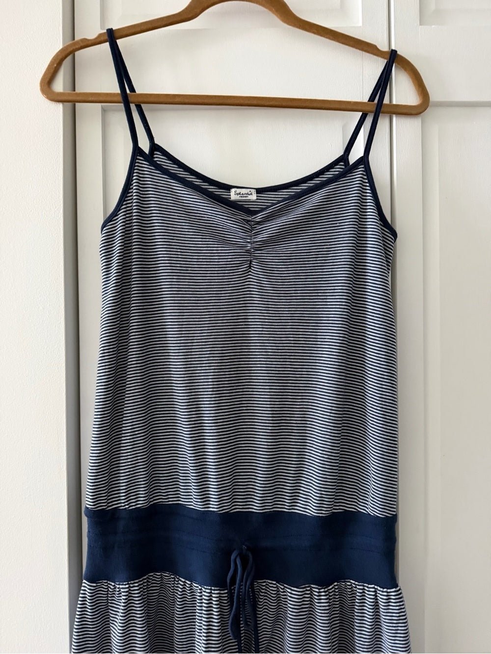 Splendid Navy White Striped Cotton Blend Summer Beach Drop Waist Mini Dress M - Studio Edition