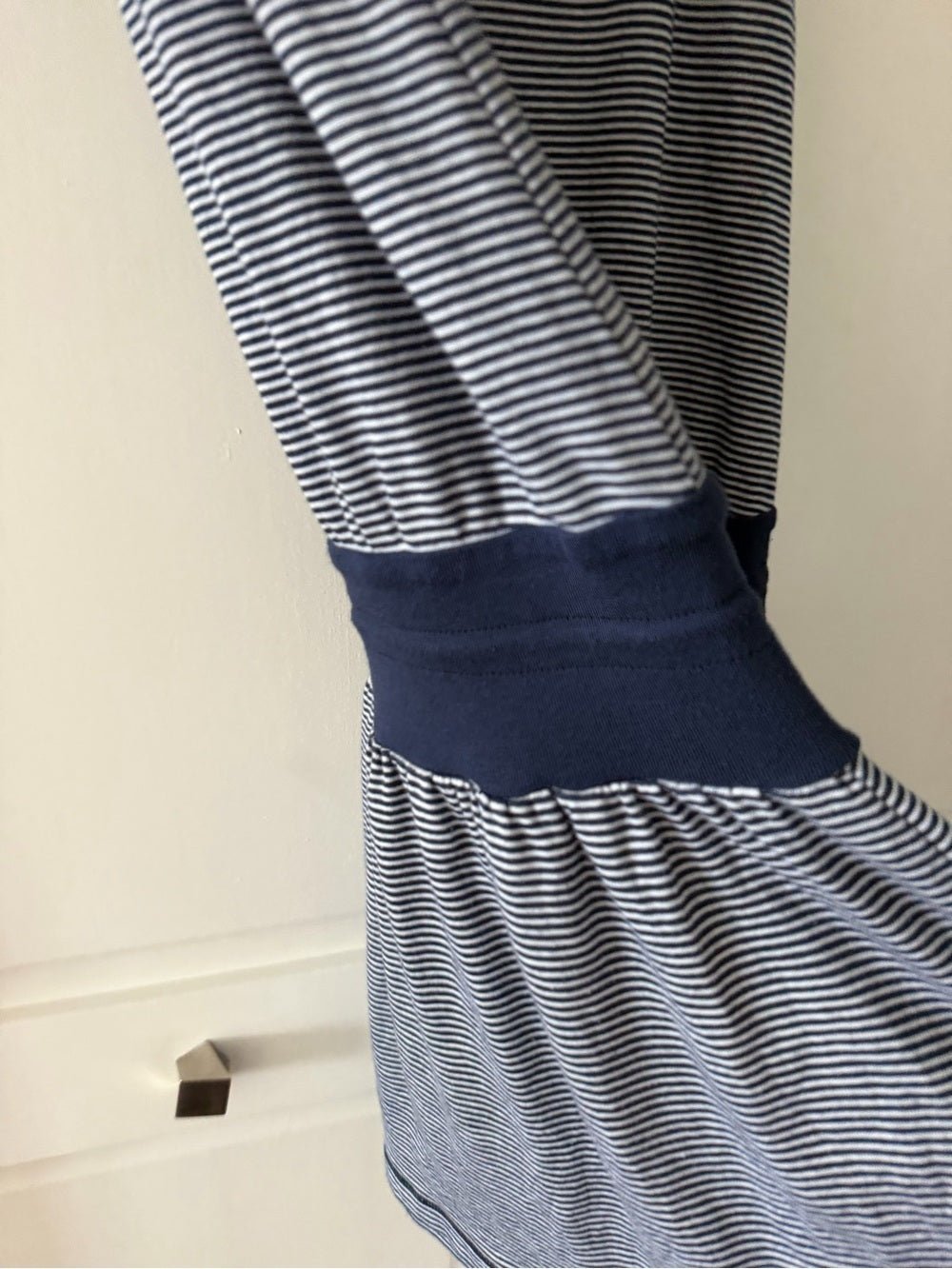 Splendid Navy White Striped Cotton Blend Summer Beach Drop Waist Mini Dress M - Studio Edition