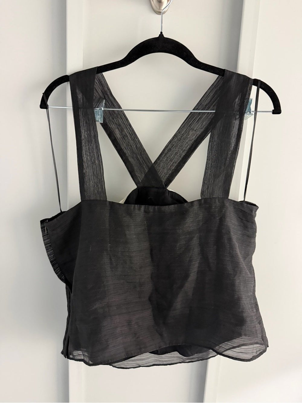 Sunday in Brooklyn Black Contrast Cream Bow Back Top L - Studio Edition