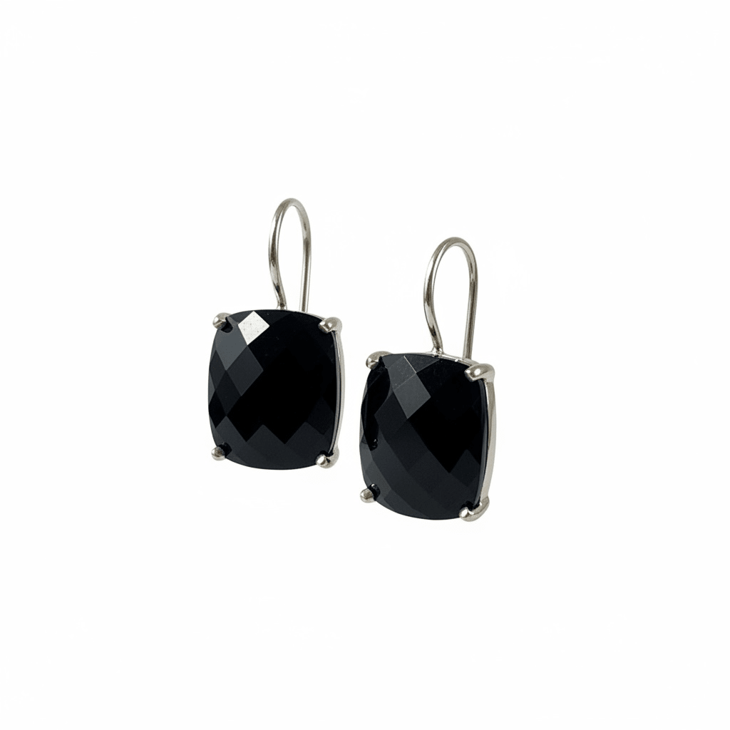 Thomas Sabo Sterling Silver Black Onyx Drop Earrings – 1" Cushion Cut - Studio Edition