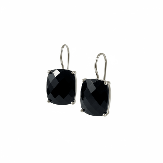 Thomas Sabo Sterling Silver Black Onyx Drop Earrings – 1" Cushion Cut - Studio Edition