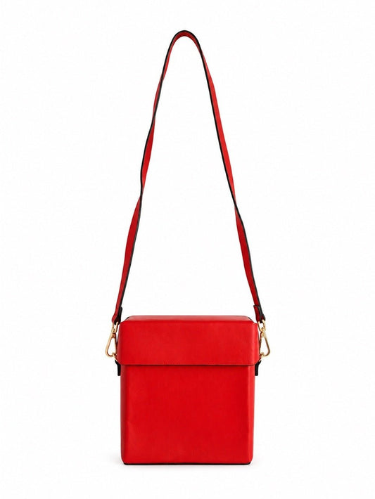 Topshop Red Faux Leather Box Crossbody Bag - Studio Edition