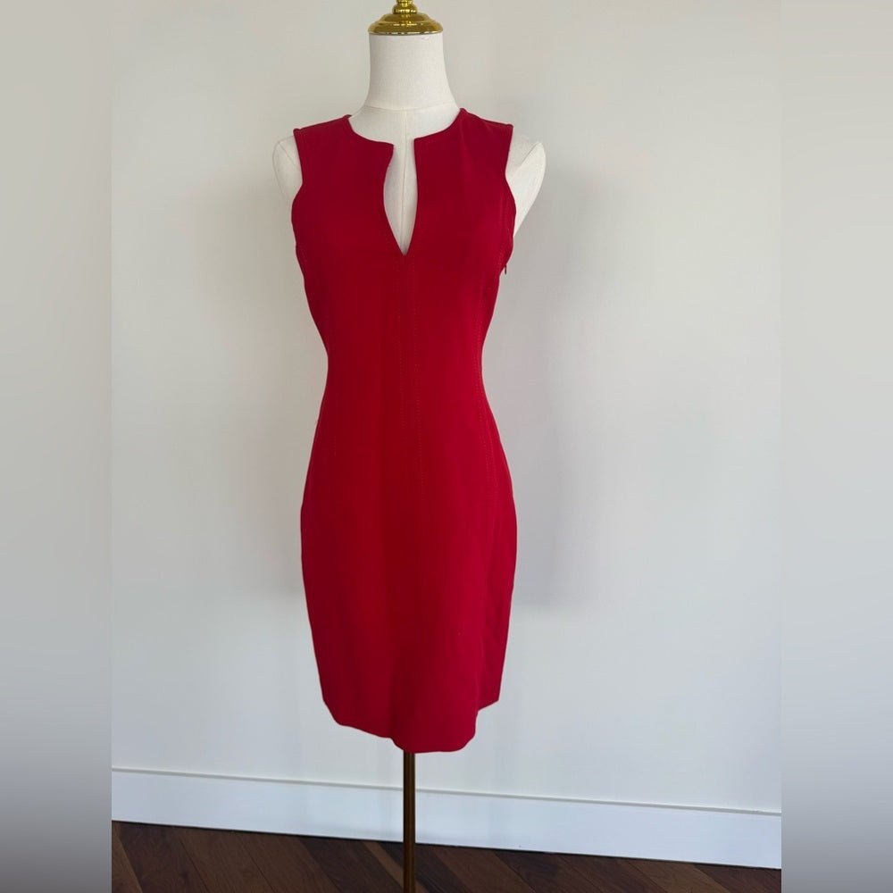 Vintage 90s Armani Jeans Red Shift Dress Size 4 Made in Italy - Studio Edition