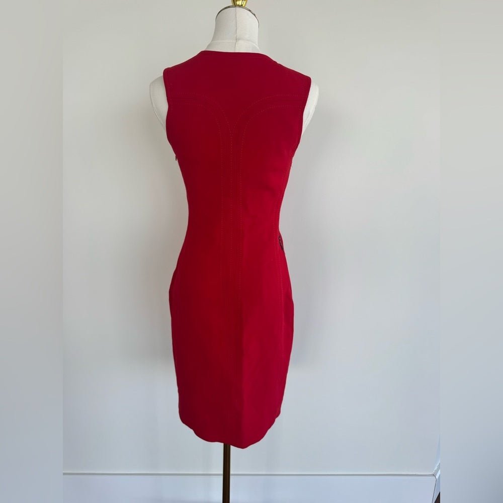 Vintage 90s Armani Jeans Red Shift Dress Size 4 Made in Italy - Studio Edition