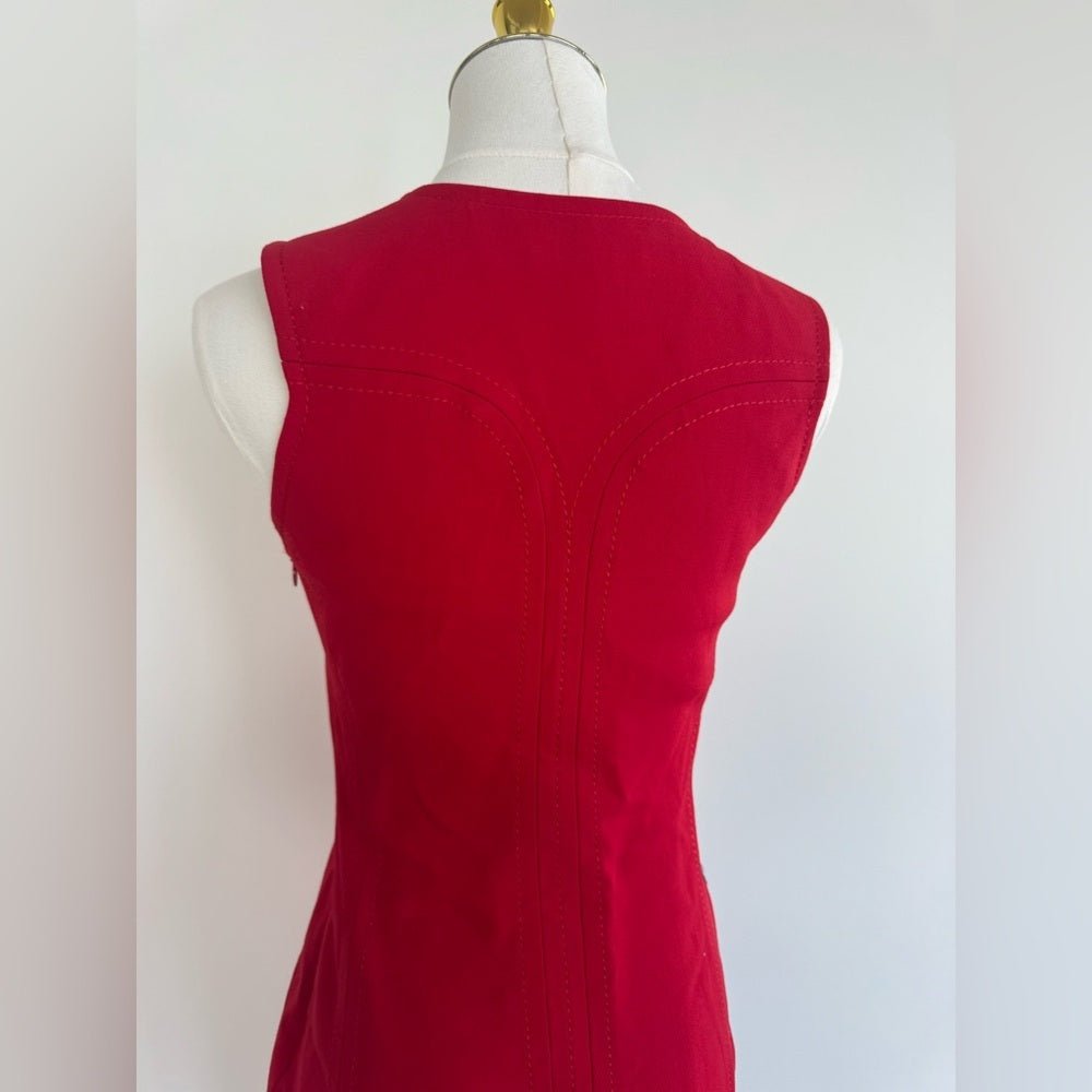 Vintage 90s Armani Jeans Red Shift Dress Size 4 Made in Italy - Studio Edition