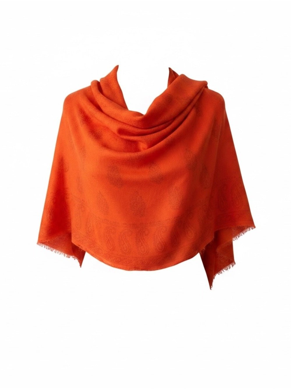 Vintage Orange Paisley Damask Pashmina Shawl Scarf European Luxury Wrap - Studio Edition