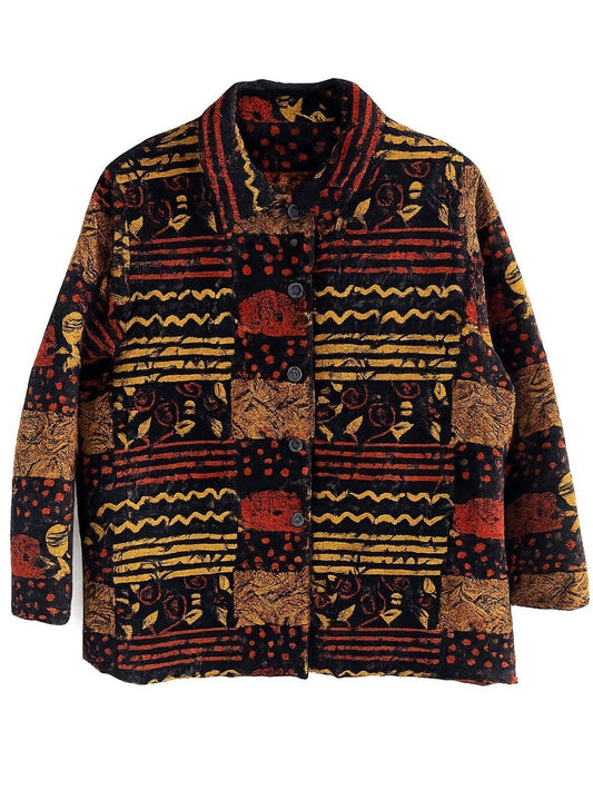 Vintage Oversized Patchwork Tapestry Blazer Jacket - Autumnal Tones - Studio Edition