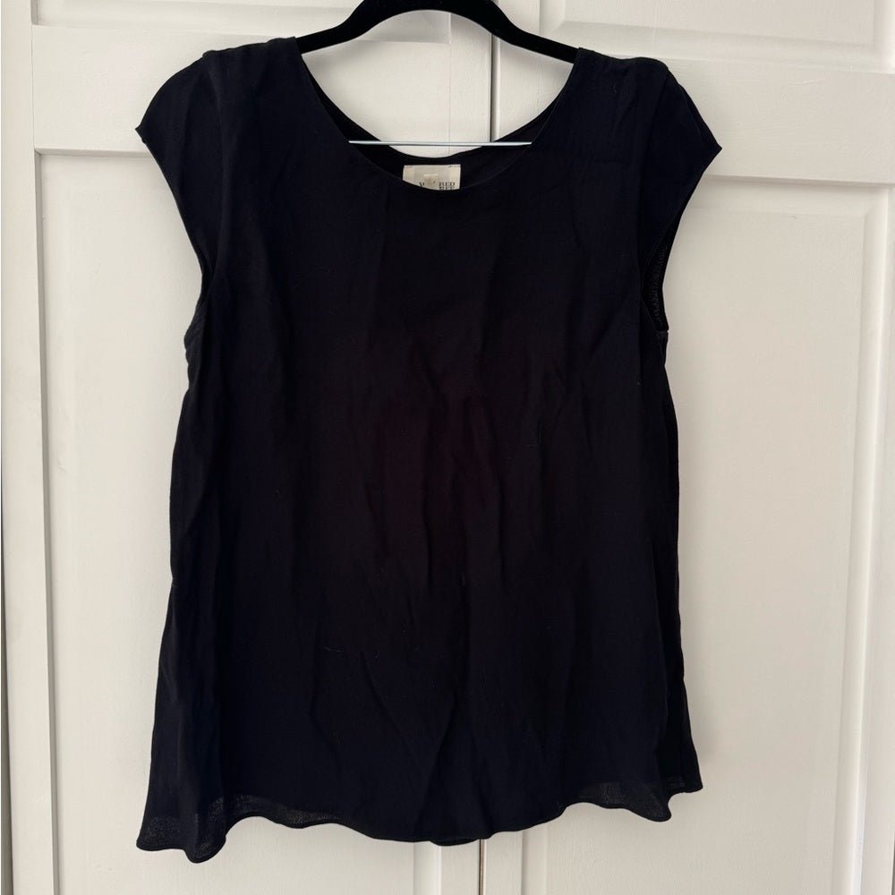 Wilfred Free Black Cap Sleeve Blouse Size XS Double Layered Top (Aritzia) - Studio Edition