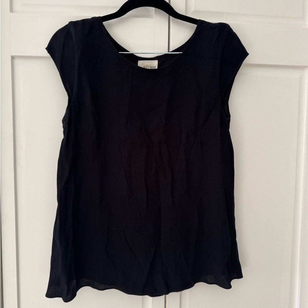 Wilfred Free Black Cap Sleeve Blouse Size XS Double Layered Top (Aritzia) - Studio Edition