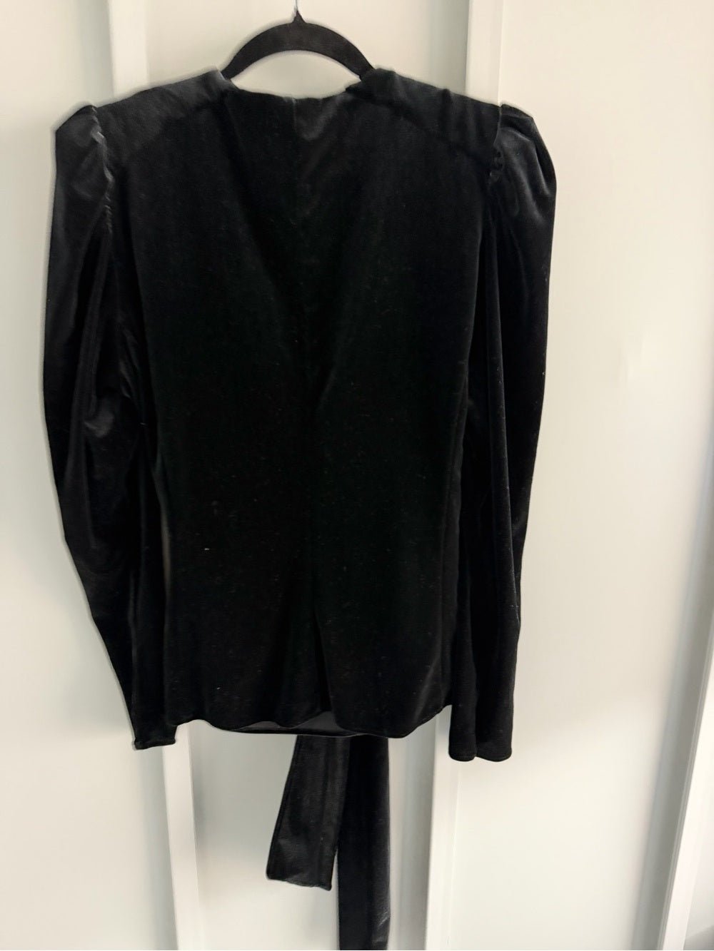 Zara Black Velvet Puff Shoulder Plunge Multi Way Wrap Top L - Studio Edition